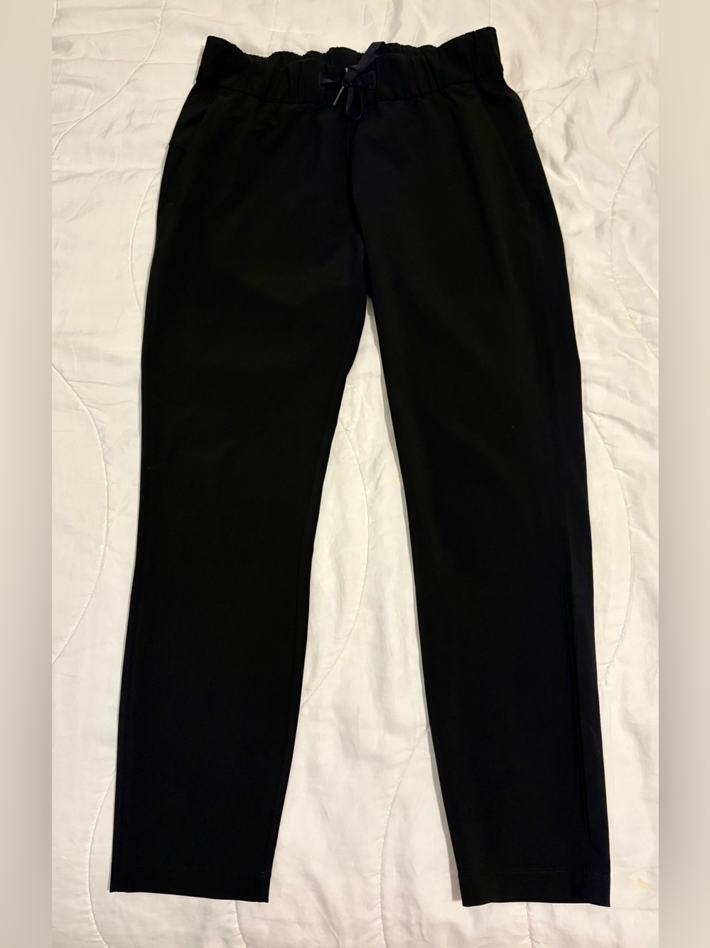 Lululemon Black On The Fly 7/8 Pants Stretch Slim Straight Leg Drawstring Size 4